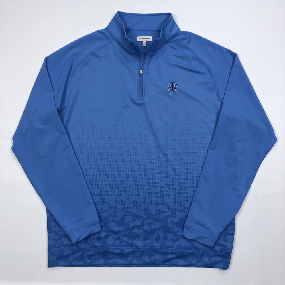 Peter Millar Crown Sport Mens XL Perth Blue Camo 1/4 Zip Pullover
